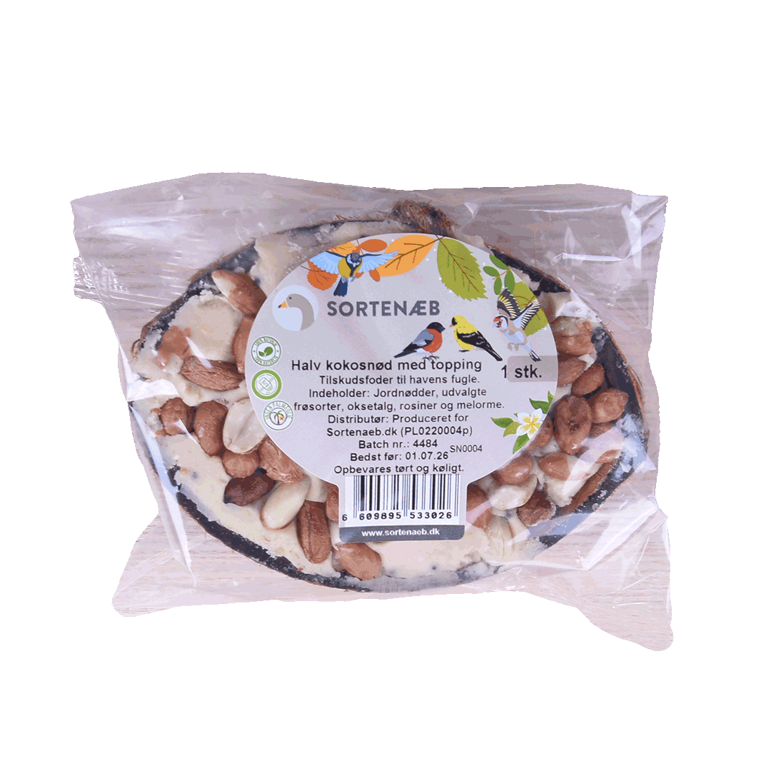 Sortenæb mix af halve kokosnødder med topping (assorteret)