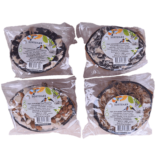 Sortenæb mix af halve kokosnødder med topping (assorteret)